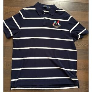 Polo Ralph Lauren Shirt Mens Size XL Classic Fit Navy Blue Country Flag Stripe